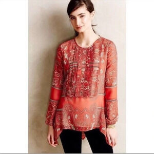 Anthropologie Love Sam Kamala Paisley Sheer Blouse